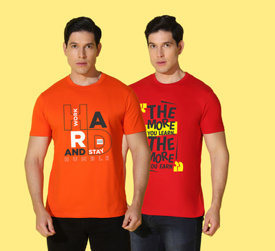WOOSTRO Printed Men Round Neck Multicolor T-Shirt