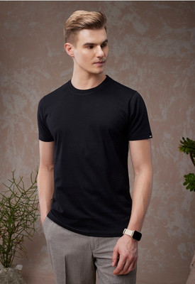 Magneto Solid Men Round Neck Black T-Shirt