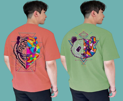 Clothy Trend Printed Men Round Neck Multicolor T-Shirt