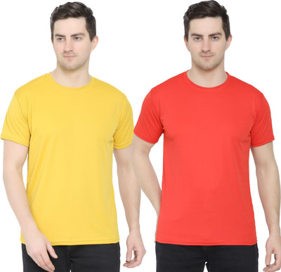 YUALIN CREATION Solid Men Crew Neck Multicolor T-Shirt
