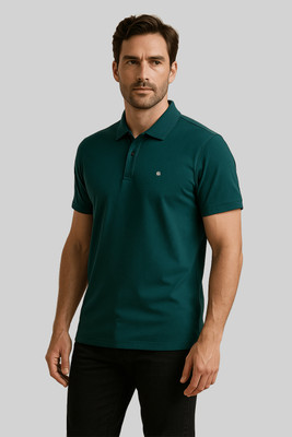 GO BIRDY Solid Men Polo Neck Green T-Shirt