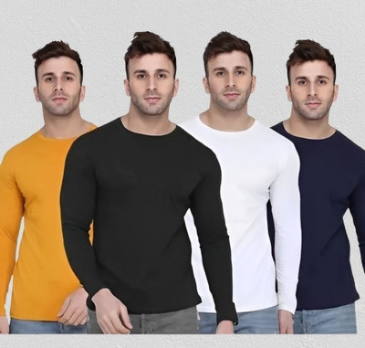 SM SHAYAM CREATION Solid Men Round Neck Multicolor T-Shirt