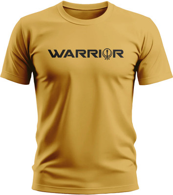 Warriorworld Printed Men Round Neck Yellow T-Shirt