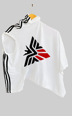 AHMED CREATION Graphic Print, Striped Men Round Neck White T-Shirt