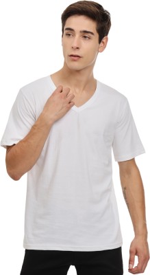 TheNixon Solid Men V Neck White T-Shirt