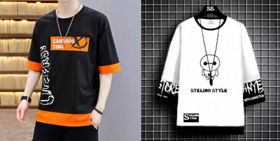 Stelino Printed Men Round Neck Multicolor T-Shirt