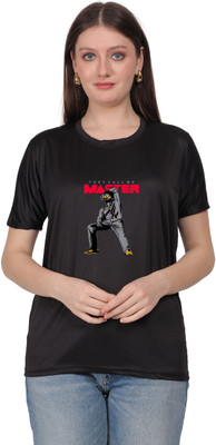 HouseOfCommon Graphic Print Women Round Neck Black T-Shirt