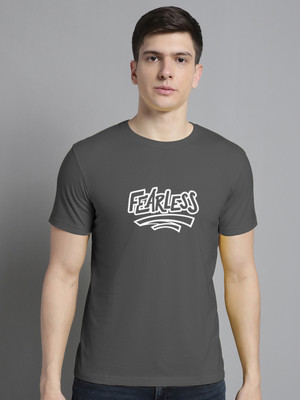 FBAR Printed, Typography Men Round Neck Grey T-Shirt