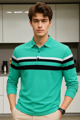 Autna Colorblock Men Polo Neck Green T-Shirt
