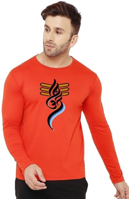 V DAS Printed Men Round Neck Orange T-Shirt