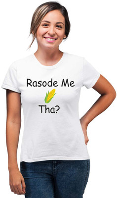 SmarTee Street Typography Women Round Neck White T-Shirt