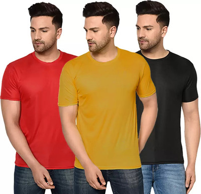 AMSHA Solid Men Round Neck Multicolor T-Shirt