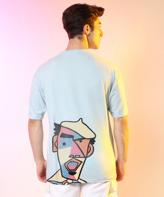 CAMPUS SUTRA Printed, Typography Men Round Neck Blue T-Shirt