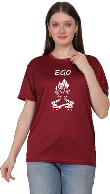 Atharva Trends Graphic Print Women Round Neck Maroon T-Shirt