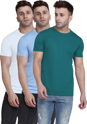 TQH Solid Men Round Neck Multicolor T-Shirt