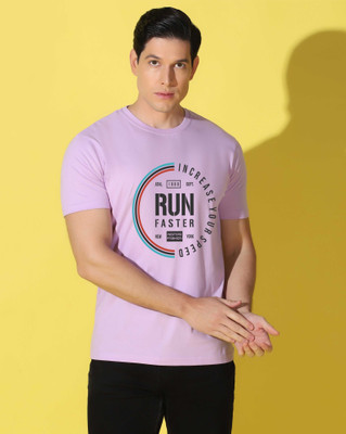 WOOSTRO Printed Men Round Neck Purple T-Shirt