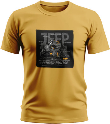 Warriorworld Printed Men Round Neck Yellow T-Shirt