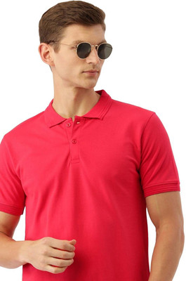 OrrganicChics Solid Men Polo Neck Red T-Shirt