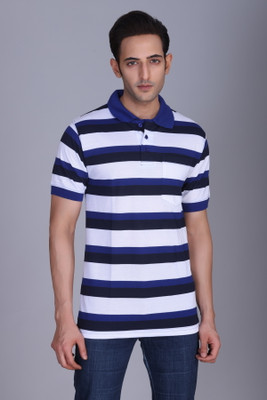 Harbor N Bay Striped Men Polo Neck Multicolor T-Shirt