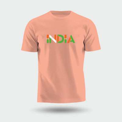 Luv My India Printed Men Round Neck Pink T-Shirt