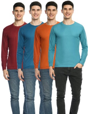 Dam Solid Men Round Neck Multicolor T-Shirt