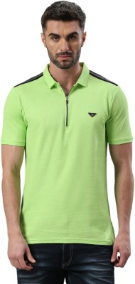 Klub Fox Solid Men Polo Neck Green T-Shirt