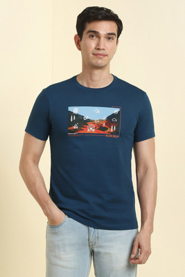 Allen Solly Graphic Print Men Crew Neck Blue T-Shirt