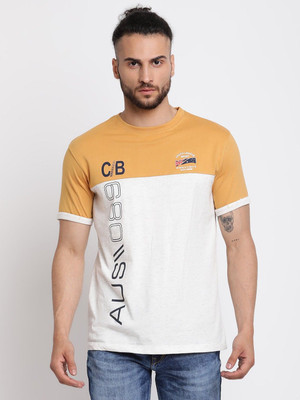 CANTABIL Printed Men Round Neck Yellow T-Shirt