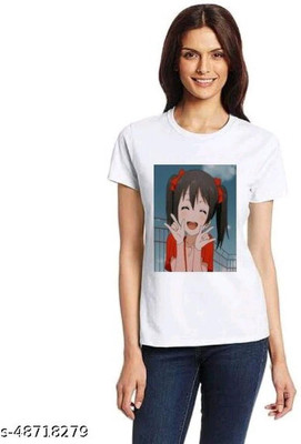 Balaji cotton house Printed Women Round Neck White T-Shirt