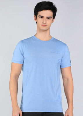 PETER ENGLAND Solid Men Round Neck Purple T-Shirt