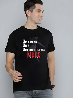 Kaido Printed Men Round Neck Black T-Shirt