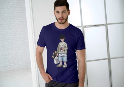 vastra root Graphic Print Men Round Neck Reversible Blue T-Shirt