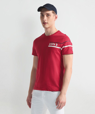 U.S. POLO ASSN. Typography Men Round Neck Red T-Shirt