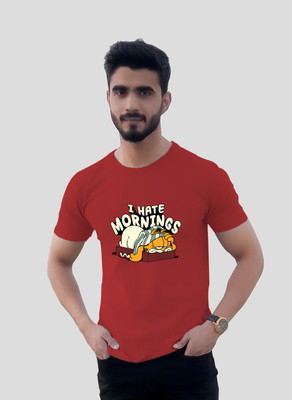 JP Creation Printed, Typography Men Round Neck Red T-Shirt