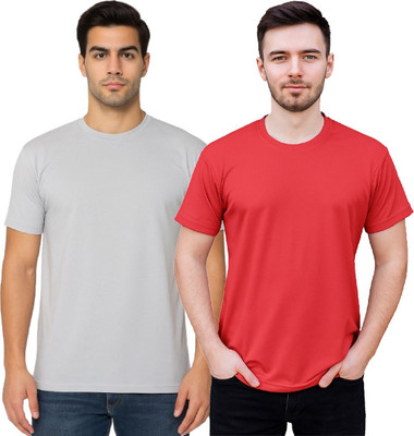 YUALIN CREATION Solid Men Crew Neck Multicolor T-Shirt