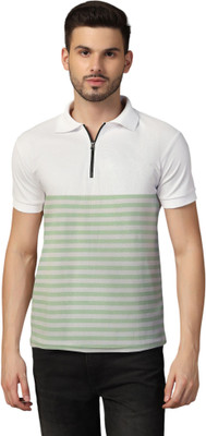 Blisstone Striped Men Polo Neck Green, White T-Shirt