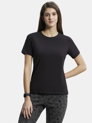 JOCKEY Solid Women Round Neck Black T-Shirt
