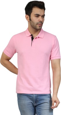 Kera Global Solid Men Polo Neck Pink T-Shirt