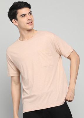 United Colors of Benetton Solid Men Round Neck Beige T-Shirt