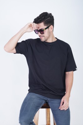 The Lazy Store Solid Men Round Neck Black T-Shirt