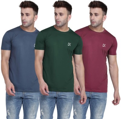 ONEBIT Solid Men Round Neck Grey, Dark Green, Maroon T-Shirt