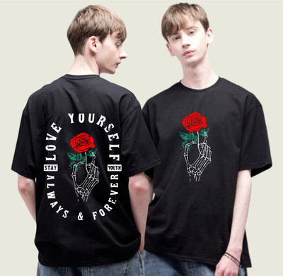 Uniplanet Store Printed, Typography Men Round Neck Black T-Shirt