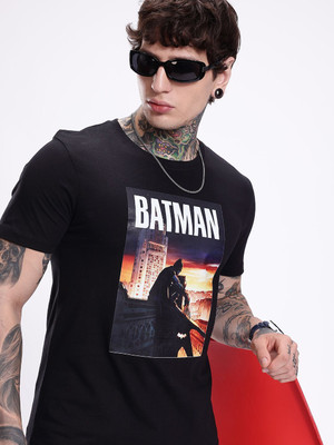 Kook N Keech Printed Men Round Neck Black T-Shirt