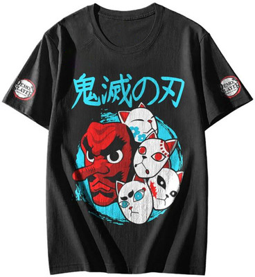ON TREND Printed Men Round Neck Black T-Shirt