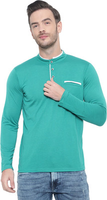 Moordale Fab Solid Men Henley Neck Light Green T-Shirt