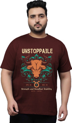 West Gate Clothing Printed Men Round Neck Maroon T-Shirt