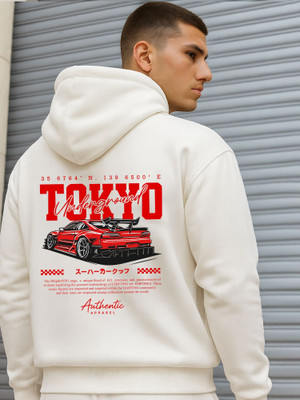 Jump Cuts Printed Men Hooded Neck White, Red T-Shirt