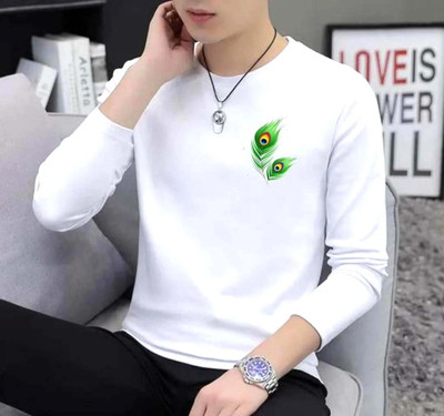 GPGARMNETS Printed Men Round Neck White T-Shirt