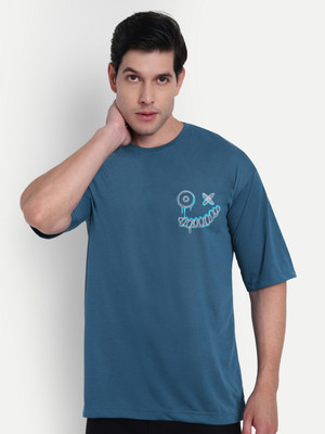Benny Brooks Graphic Print Men Round Neck Blue T-Shirt