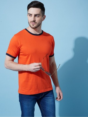 ZOYLOR Solid Men Round Neck Orange T-Shirt